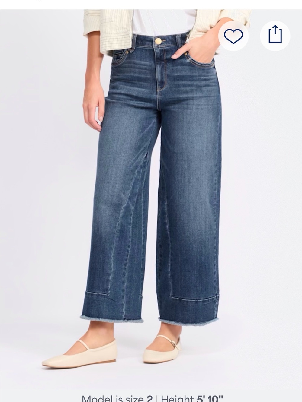 Democracy Dark Blue Wide Leg Jeans with Splice & Fray Hem